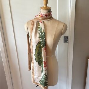 Jim Thompson 100% Thai Silk Scarf Lily Pattern